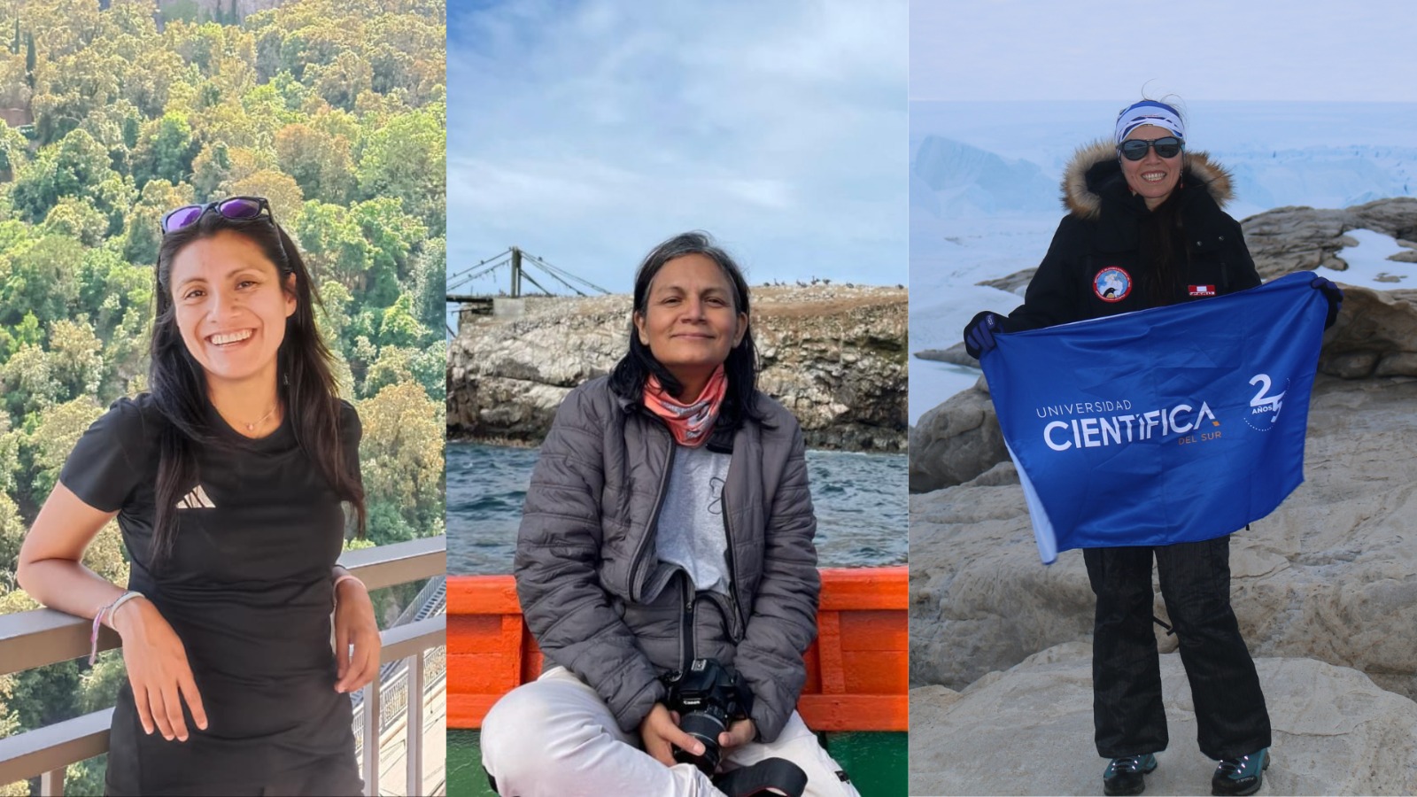 Investigadoras peruanas irán a la Antártida este año. De izquierda a derecha Kathya Espinoza, Liliana Ayala y Cinthya Bello.